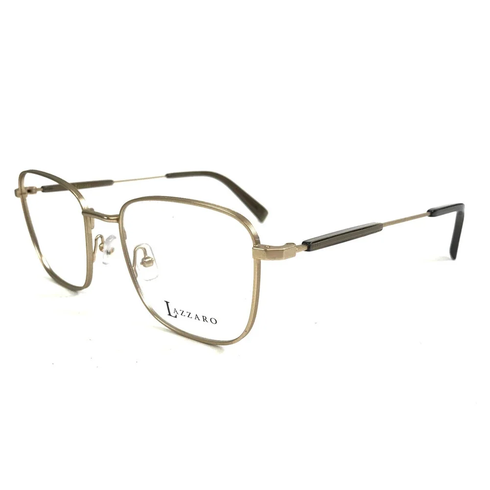 Lazzaro Eyeglasses Frames PIETRO SATIN GOLD Square Wire Rim 51-19-145